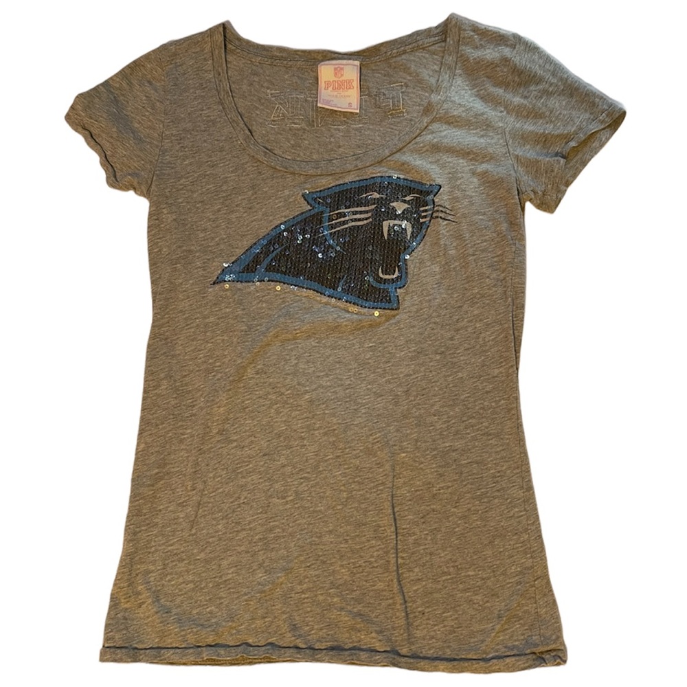 pink victoria secret carolina panthers sequin t shirt